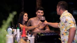 Couple in the night Bar at Ecotermales Hot Springs