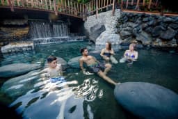Family enjoy pool at Ecotermales Hot Springs